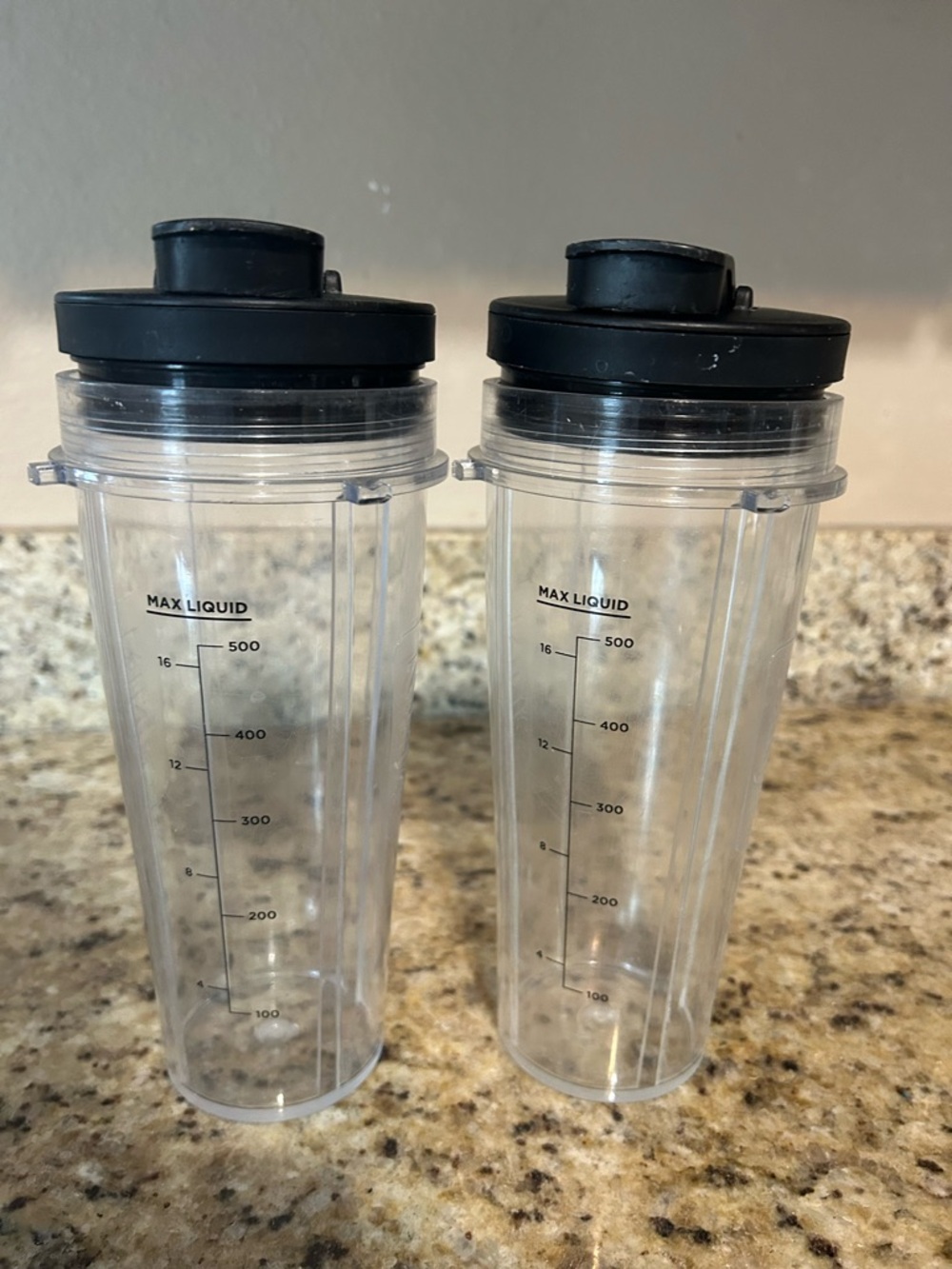 Ninja Clear Blender Cups with Black Lids (Set of 2) and blade